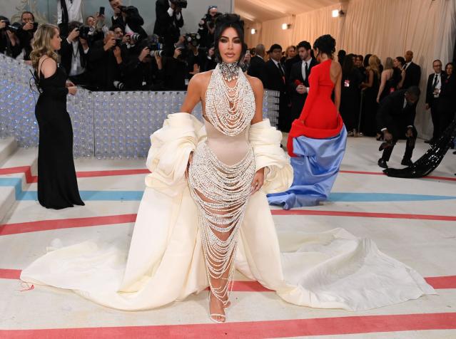 Kim Kardashian Covers Her Curves in 50,000 Real Pearls for 2023 Met Gala 1  Year After Marilyn Monroe Dress Debacle: Photos