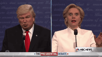 A fake presidential debate on "Saturday Night Life" between Trump and Clinton.