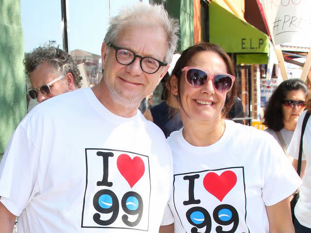 <p>Paul Archuleta/FilmMagic</p> Jeff Perry and Laurie Metcalf attend the AEA actors picket their own union on March 23, 2015 in Burbank, California.