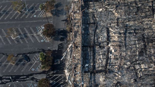 PHOTO: An aerial view of a K-Mart destroyed by the wildfire along the 101 freeway in Santa Rosa, Calif., Oct. 11, 2017. (Marcus Yam/Los Angeles Times/Polaris)