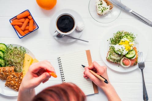 <span class="caption">Tracking what you eat is one method proven to work.</span> <span class="attribution"><a class="link " href="https://www.shutterstock.com/image-photo/morning-habits-successful-people-day-planning-1062374222" rel="nofollow noopener" target="_blank" data-ylk="slk:Okrasiuk/ Shutterstock;elm:context_link;itc:0;sec:content-canvas">Okrasiuk/ Shutterstock</a></span>