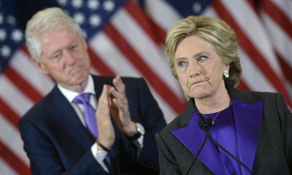 Hillary Clinton delivers her concession speech, in the New Yorker hotel.