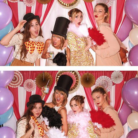 <p>Cara Delevingne/Instagram</p> Taylor Swift with her friends at Jaime King's baby shower