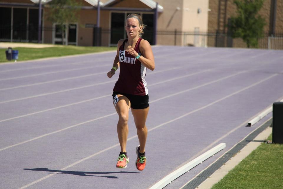 McMurry's Kelby Tidwell competes in a long distance event at a meet.