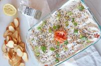 <p>Working fish into your breakfast is an easy way to pack in some protein. In this recipe, lox and cream cheese (a classic breakfast combo) are combined with other ingredients to make a seven-layer dip that’s reminiscent of a deconstructed lox bagel. Add the spread to an <a href="https://www.thedailymeal.com/recipe-for-three-ingredient-bagels?referrer=yahoo&category=beauty_food&include_utm=1&utm_medium=referral&utm_source=yahoo&utm_campaign=feed" rel="nofollow noopener" target="_blank" data-ylk="slk:everything bagel;elm:context_link;itc:0;sec:content-canvas" class="link ">everything bagel</a> or dip some veggies in it.</p> <p><a href="https://www.thedailymeal.com/best-recipes/seven-layer-bagel-lox-dip?referrer=yahoo&category=beauty_food&include_utm=1&utm_medium=referral&utm_source=yahoo&utm_campaign=feed" rel="nofollow noopener" target="_blank" data-ylk="slk:For the Seven Layer Bagel and Lox Dip recipe, click here.;elm:context_link;itc:0;sec:content-canvas" class="link ">For the Seven Layer Bagel and Lox Dip recipe, click here.</a></p>