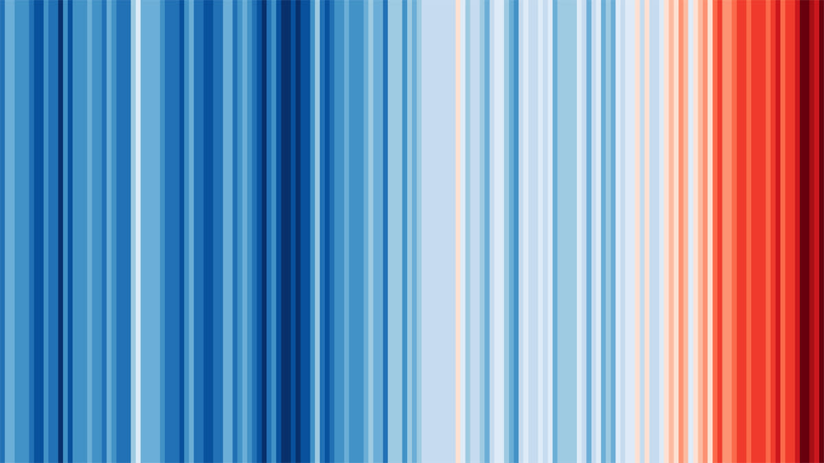 The stripes depict accelerating global warming (Getty) 
