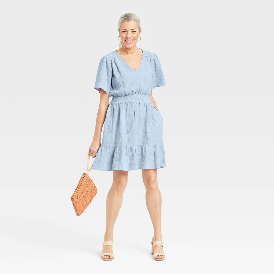 Knox Rose Flutter Short Sleeve Gauze A-Line Dress