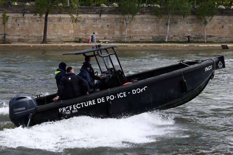 The River Seine 100 days before the start of the Paris 2024 Olympic Games