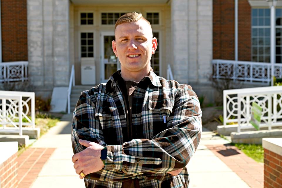 Gastonia resident Jesse Greene, 31, is a student at Gaston College who will soon graduate with two associate degrees in computer science and electronics engineering. Greene is part of a trend of people trying to better themselves during a period of economic unrest partly caused by the pandemic. He is currently working with his father in construction but will is planning to obtain and additional degree upon graduation.