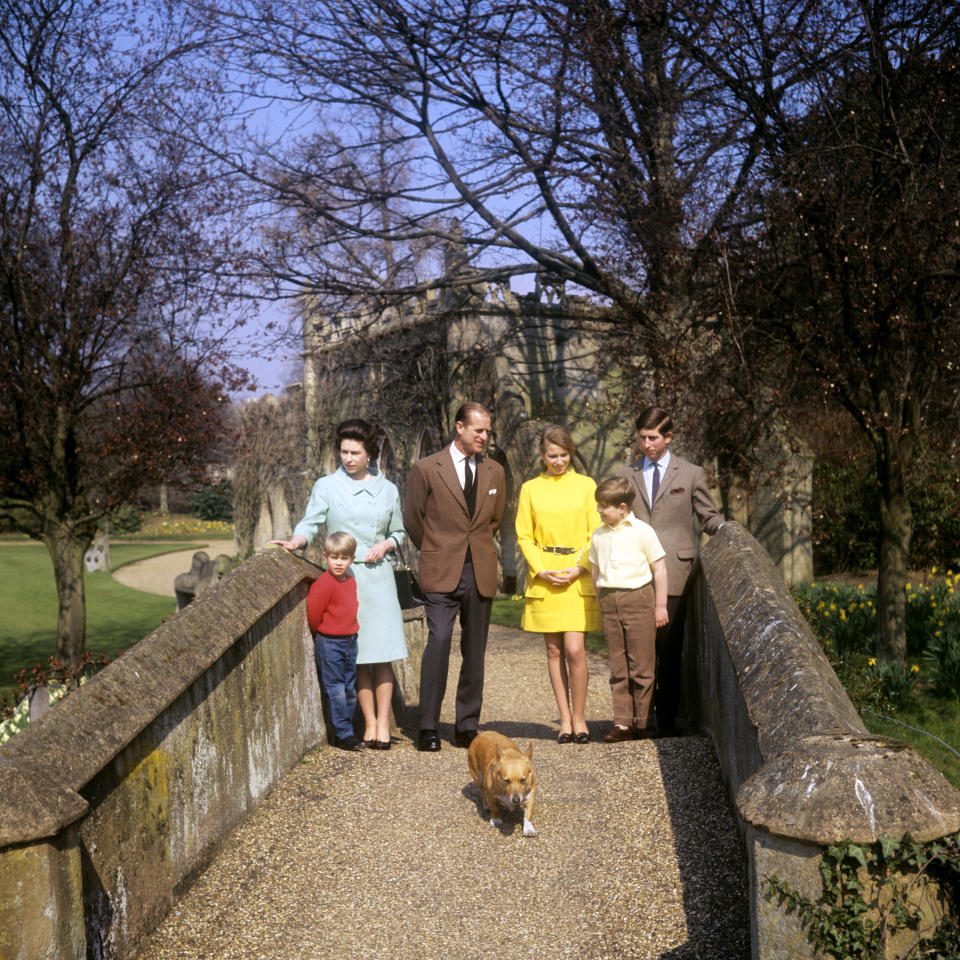 The Royal Family in the grounds of Frogmore House, Windsor, Berkshire. Left to right: Prince Edward, Queen Elizabeth II, Duke of Edinburgh, Princess Anne, Prince Andrew, and Prince Charles.   (Photo by PA Images via Getty Images)