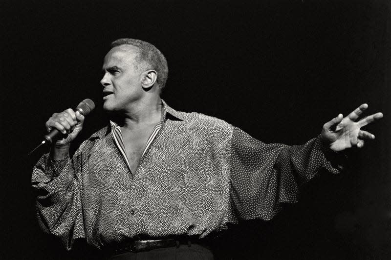 Harry Belafonte performs in concert at the Cheyenne Civic Center on February 27, 1993 in Cheyenne, Wyoming.