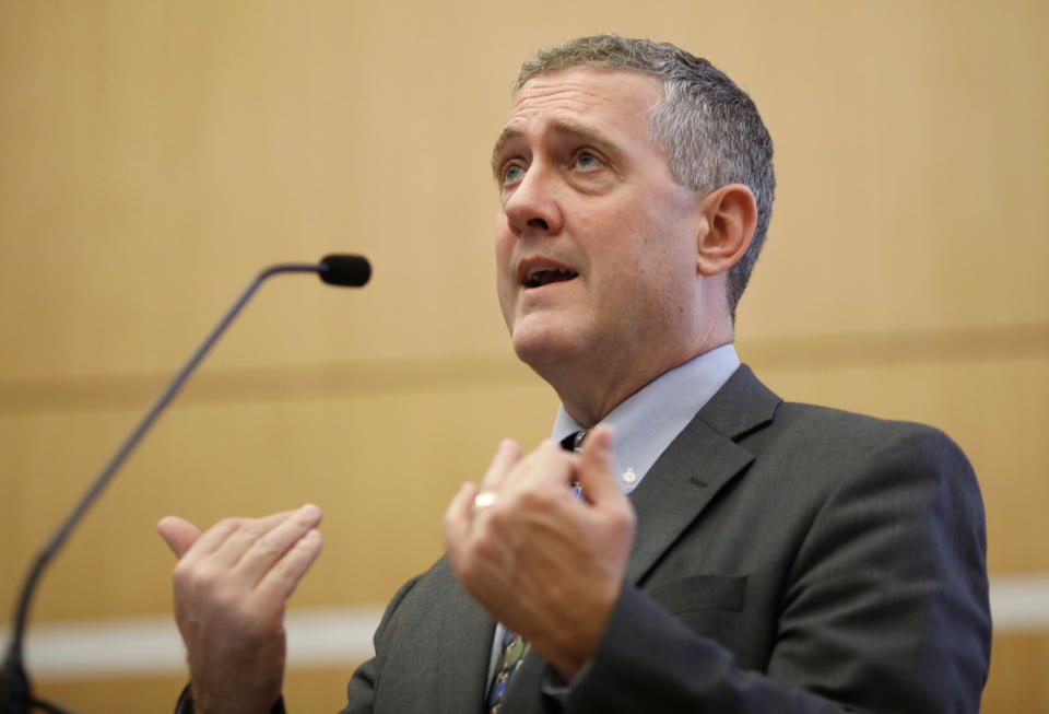 St. Louis Federal Reserve Bank President James Bullard speaks at a public lecture in Singapore October 8, 2018. REUTERS/Edgar Su