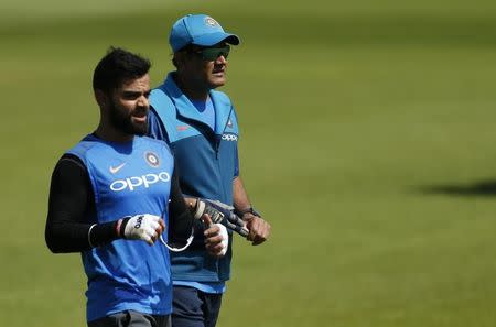 Britain Cricket - India Nets - Edgbaston - June 14, 2017 India’s Virat Kohli and coach Anil Kumble during nets Action Images via Reuters / Andrew Boyers Livepic