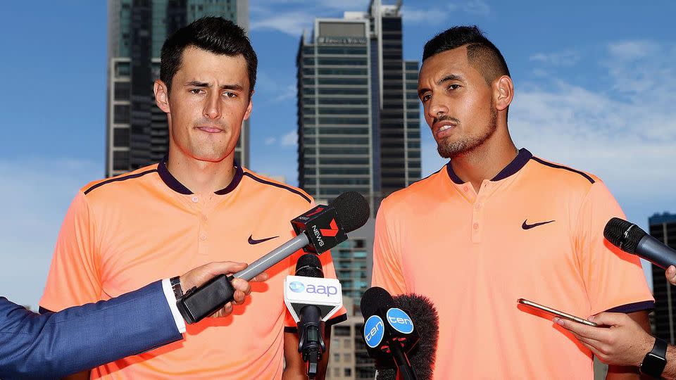 Tomic sent Kyrgios the kind message despite his own career being under a cloud. Pic: Getty