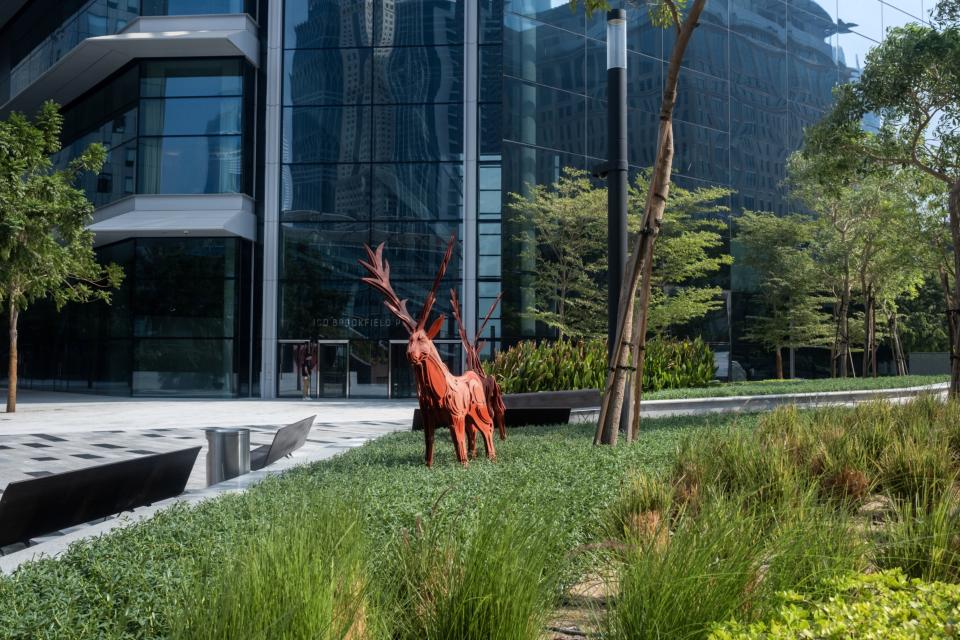 A sculpture outside the ICD Brookfield Place in the Dubai International Financial Centre district.