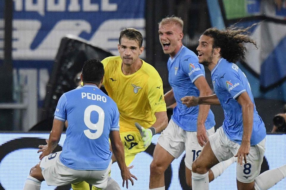 Unlikely hero: Ivan Provedel headed home in stoppage-time for Lazio  (AFP via Getty Images)