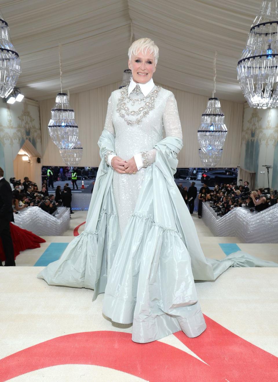 new york, new york may 01 glenn close attends the 2023 met gala celebrating karl lagerfeld a line of beauty at the metropolitan museum of art on may 01, 2023 in new york city photo by kevin mazurmg23getty images for the met museumvogue