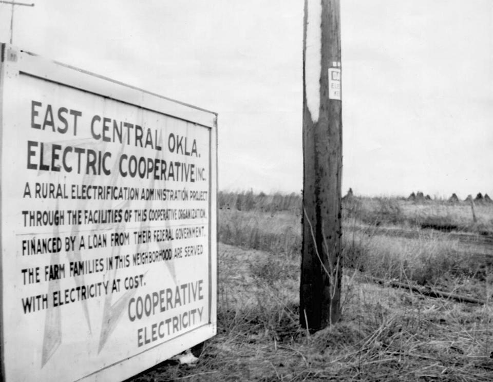 Rural electrification was a central element of President Franklin D. Roosevelt’s New Deal. The 1936 Rural Electrification Act authorized low-interest federal loans to local cooperatives that would build and maintain power plants and lines and charge reasonable fees for membership. <a href="https://www.okhistory.org/publications/enc/entry.php?entry=RU007" rel="nofollow noopener" target="_blank" data-ylk="slk:Encyclopedia of Oklahoma History and Culture;elm:context_link;itc:0;sec:content-canvas" class="link ">Encyclopedia of Oklahoma History and Culture</a>, <a href="http://creativecommons.org/licenses/by-nd/4.0/" rel="nofollow noopener" target="_blank" data-ylk="slk:CC BY-ND;elm:context_link;itc:0;sec:content-canvas" class="link ">CC BY-ND</a>