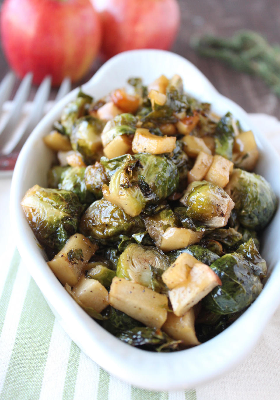 Maple Roasted Brussels Sprouts and Apples recipe (Whitney Bond)