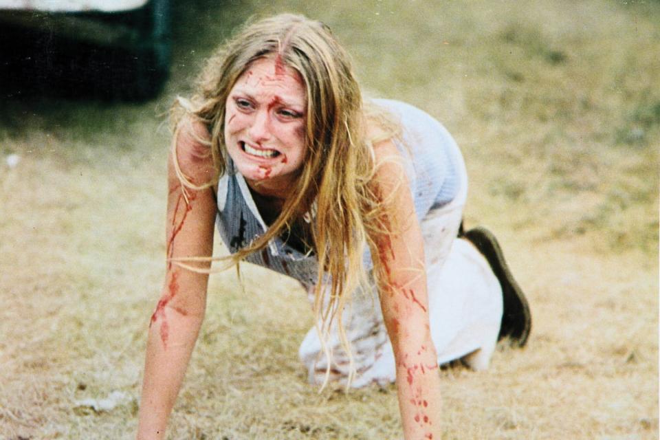 The Texas Chainsaw Massacre, lobbycard, Marilyn Burns, 1974. (Photo by LMPC via Getty Images)