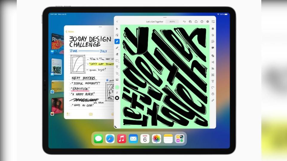 幕前調度是iPadOS 16主打的功能。（圖／翻攝自蘋果官網）