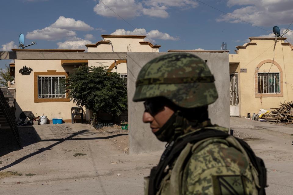 Joint operation of the armed forces with the local police of Ciudad Juárez after a report of shots fired in the Portal del Valle neighborhood. Aug. 14, 2022