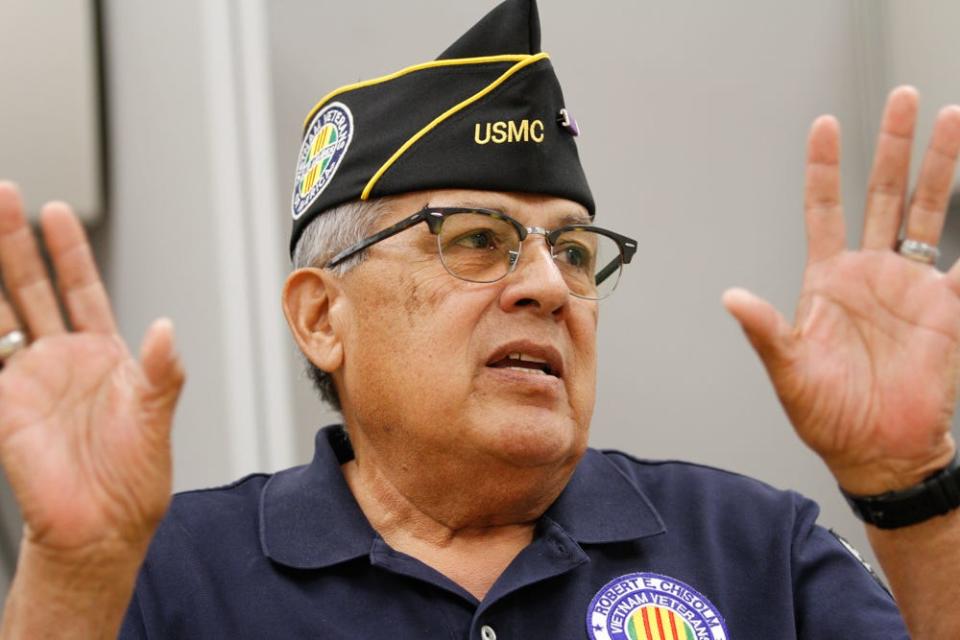 Joe Ortiz Jr., a U.S. Marine Corps Vietnam War veteran, discusses his tour of duty and the impact it had on him and other veterans after an April 22 Vietnam Veterans of America El Paso Chapter 844 meeting.