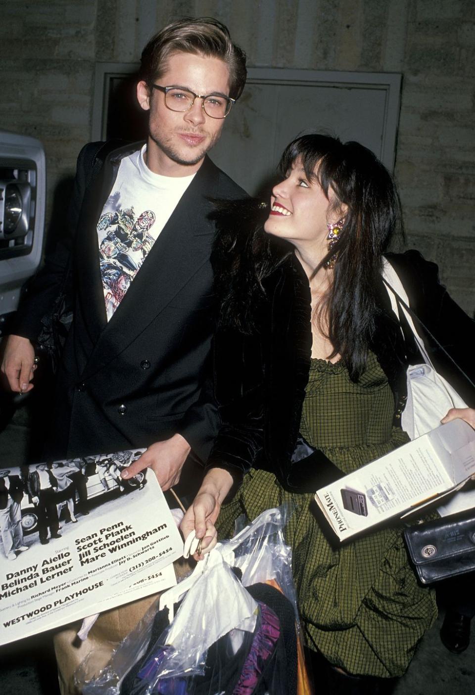 <p>In 1989, Brad and Jill got engaged, but it only lasted three months. In a <a href="https://www.ctvnews.ca/brad-pitt-recalls-being-dumped-by-ex-fiancee-jill-schoelen-1.633066" rel="nofollow noopener" target="_blank" data-ylk="slk:2011 interview;elm:context_link;itc:0;sec:content-canvas" class="link ">2011 interview</a>, he revealed that he went to visit his then-fiancée in Budapest where she was filming a movie. When he got there, she revealed that she'd fallen in love with the director of her movie, and the two called it quits. Brad later said that Jill was his first big heartbreak. </p>