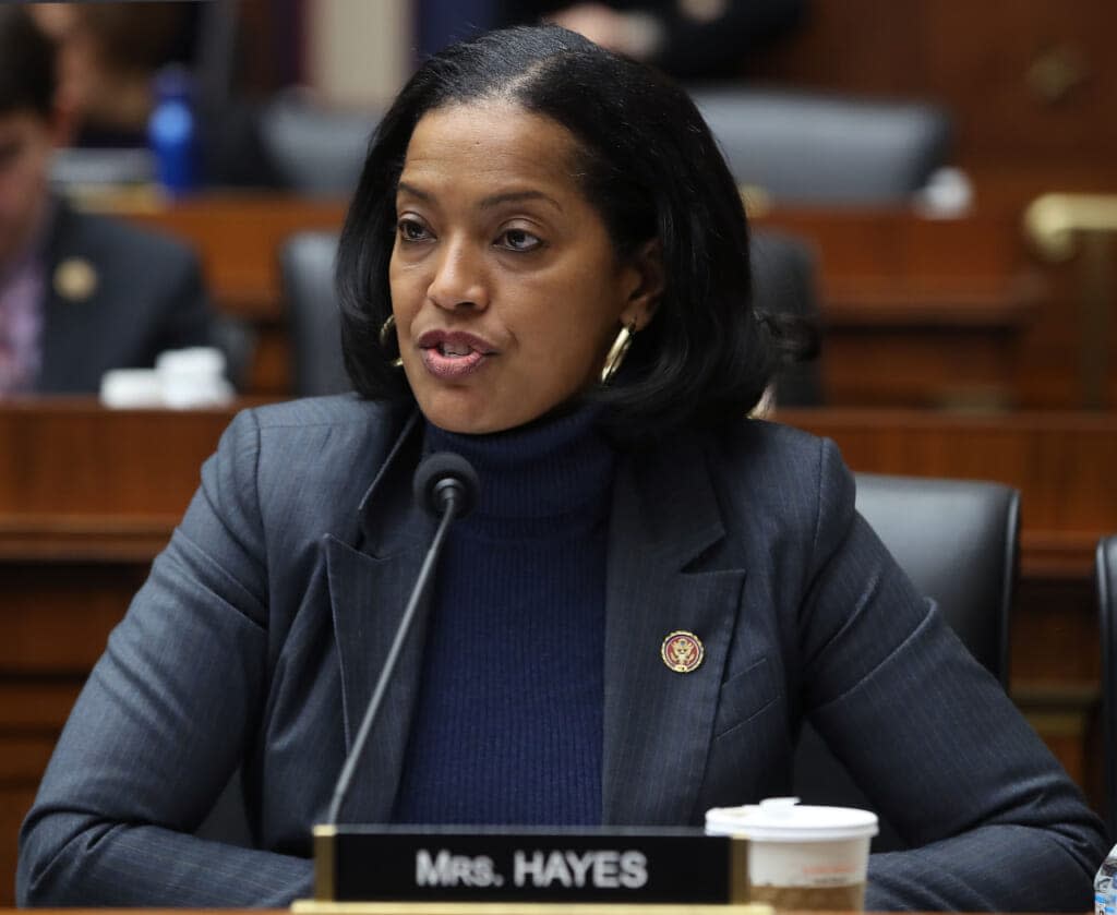 WASHINGTON, DC – MARCH 06: Rep. Jahana Hayes (D-CT) participates in a House Education and Labor Committee Markup on the H.R. 582 Raise The Wage Act, in the Rayburn House Office Building on March 6, 2019 in Washington, DC. (Photo by Mark Wilson/Getty Images)