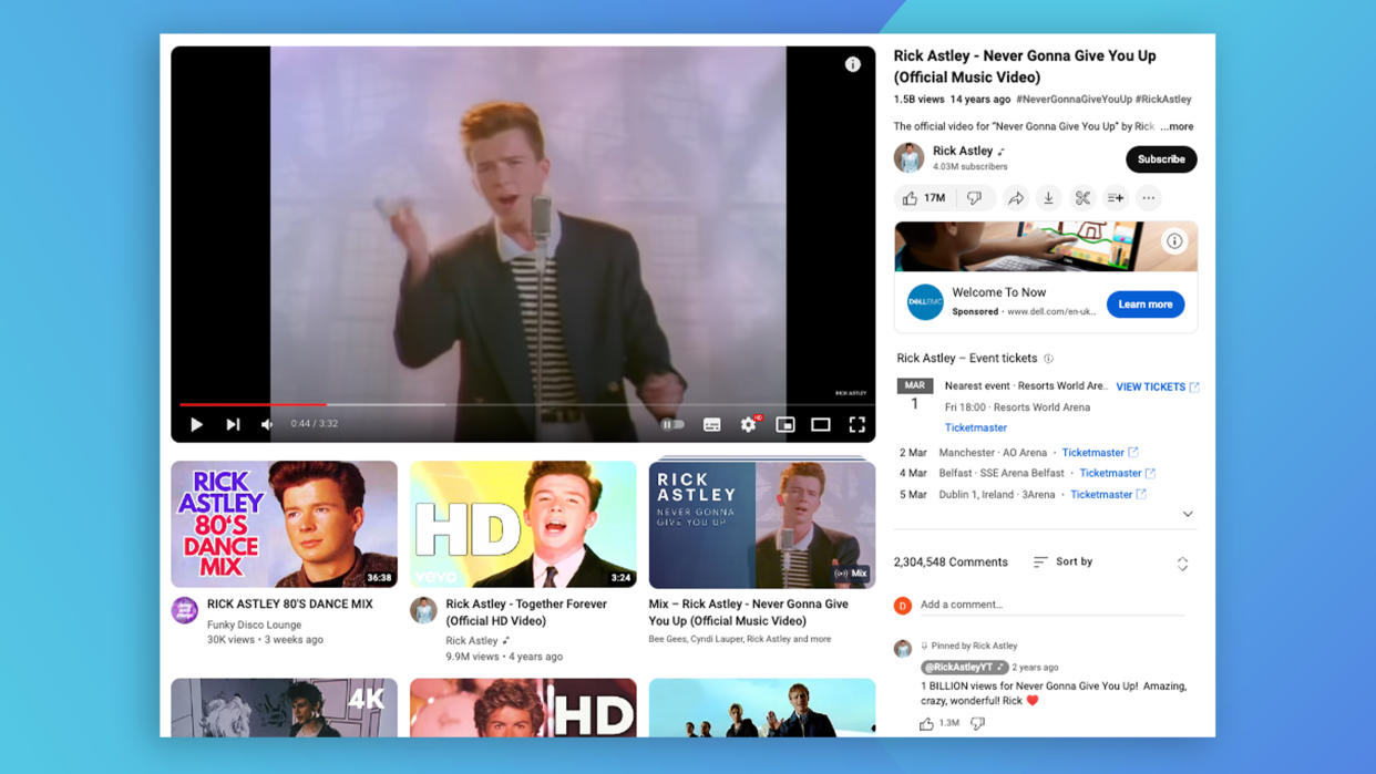  A screenshot of the new YouTube UI. 