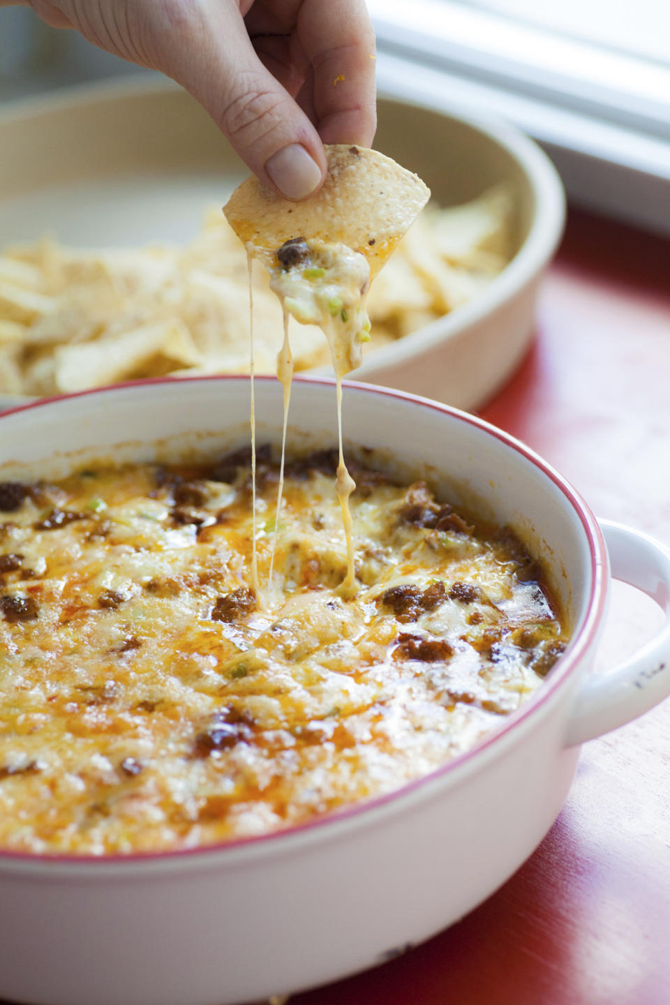 A recipe for Queso Fundido with Chorizo Sausage is displayed in New York. (Carrie Crow via AP)