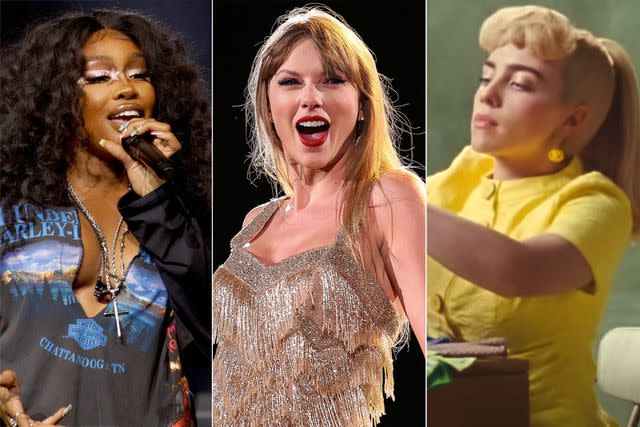 Anna Webber/Getty Images; Hector Vivas/TAS23/Getty Images; Billie Eilish/YouTube SZA, Taylor Swift, and Billie Eilish among the 2024 Grammy nominations.