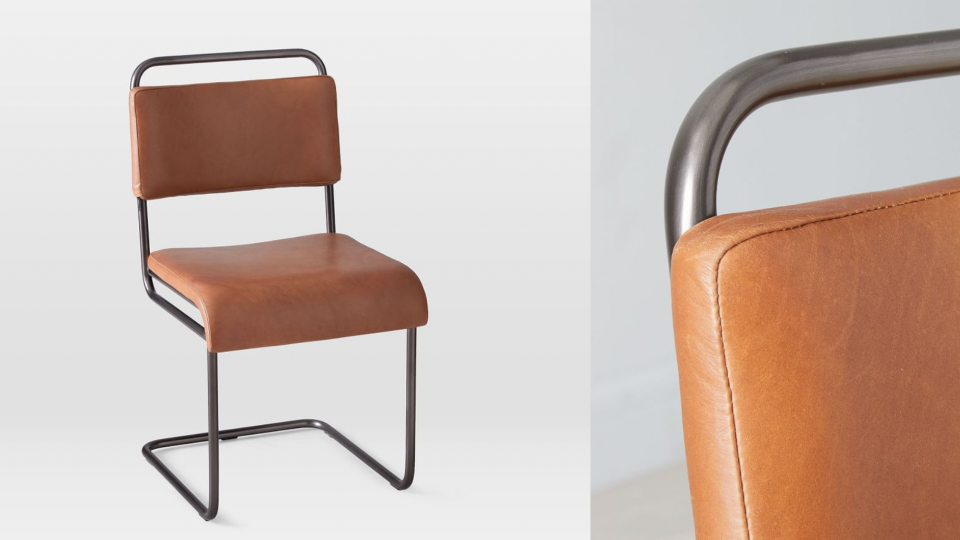 Departing from cane and rattan, this Cesca-style chair embraces a different texture with smooth leather.