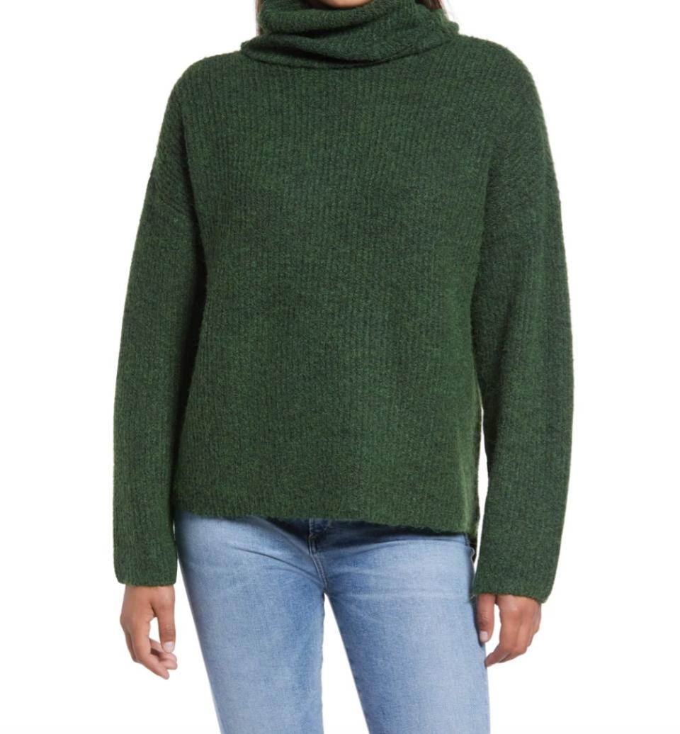 This sweater features a slouchy turtleneck and boxy silhouette for a comfy fit. Normally $59, <a href="https://fave.co/2WUXTBy" target="_blank" rel="noopener noreferrer">get it on sale for $30</a> at Nordstrom.