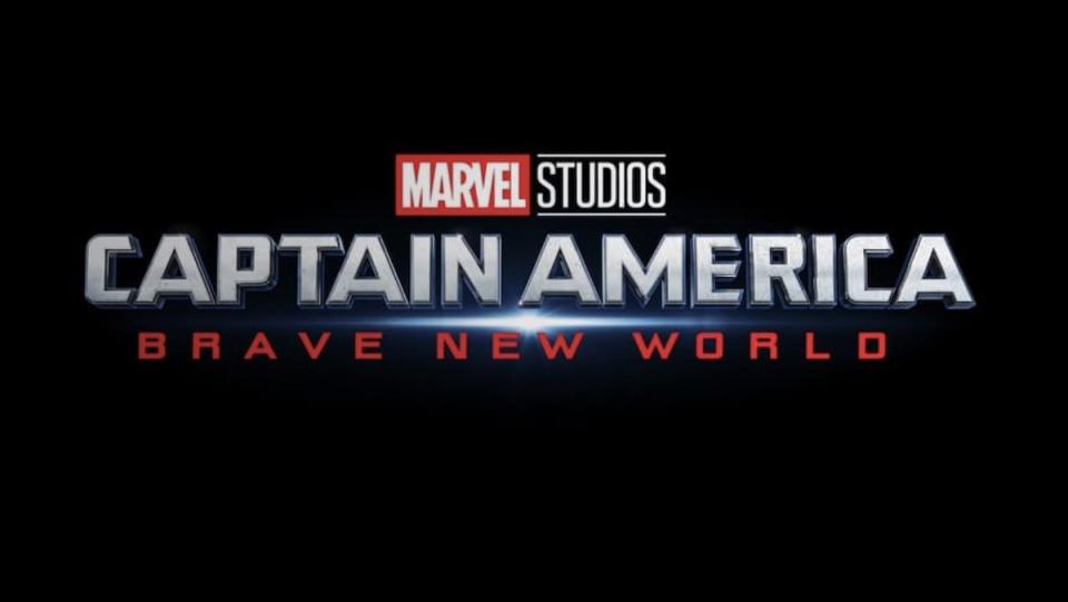 The red and white title card for MArvel's Captain America: Brave New World