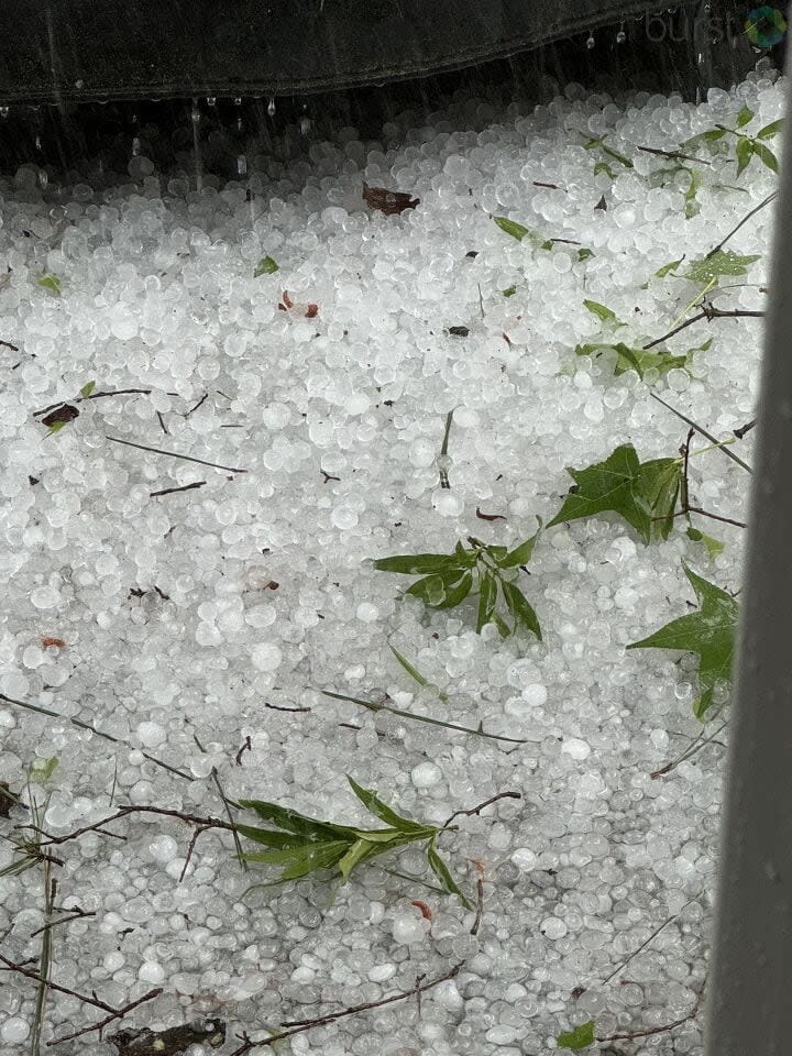 Hail littered the ground in Rock Hill.