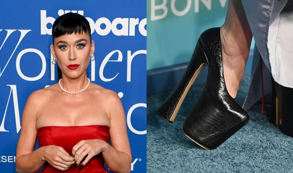 Katy Perry with vintage heels at Billboard Women in Music in Los Angeles on March 7.