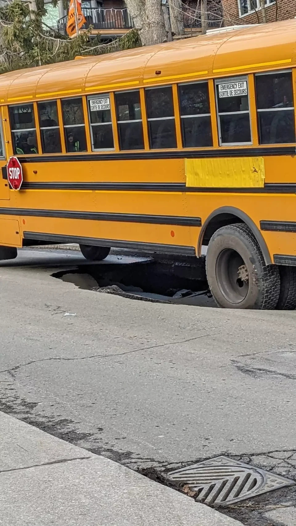 Toronto Fire is investigating after a sinkhole opened up underneath a parked school bus in the Beaches.