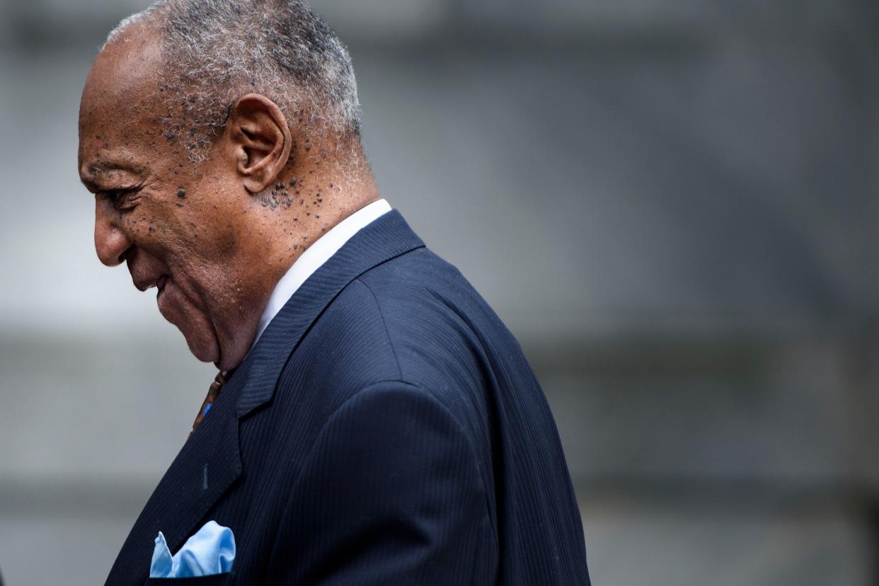 Disgraced comedian Bill Cosby, before he was led away in handcuffs to begin his prison sentence for drugging and sexually assaulting a woman he was mentoring. (Photo: BRENDAN SMIALOWSKI via Getty Images)