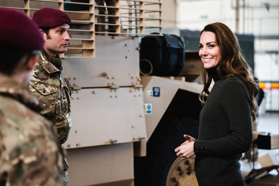 The Duchess of Cambridge speaks to recruits during her visit to Pirbright Training Academy in November (PA)