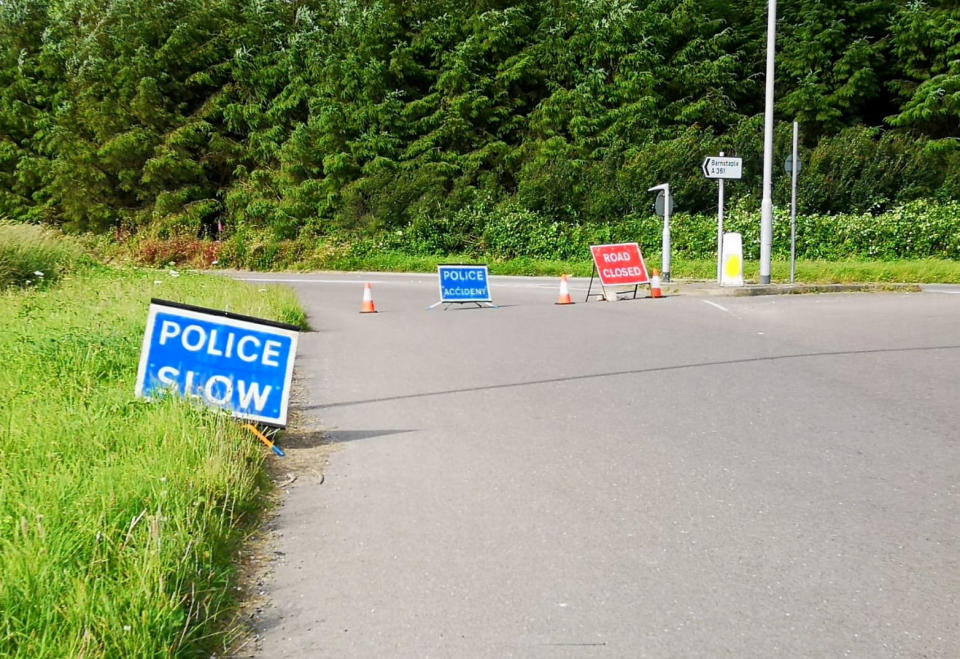 Emergency services at the spot on the A361 where a 16 year old was knocked down and killed. (SWNS)