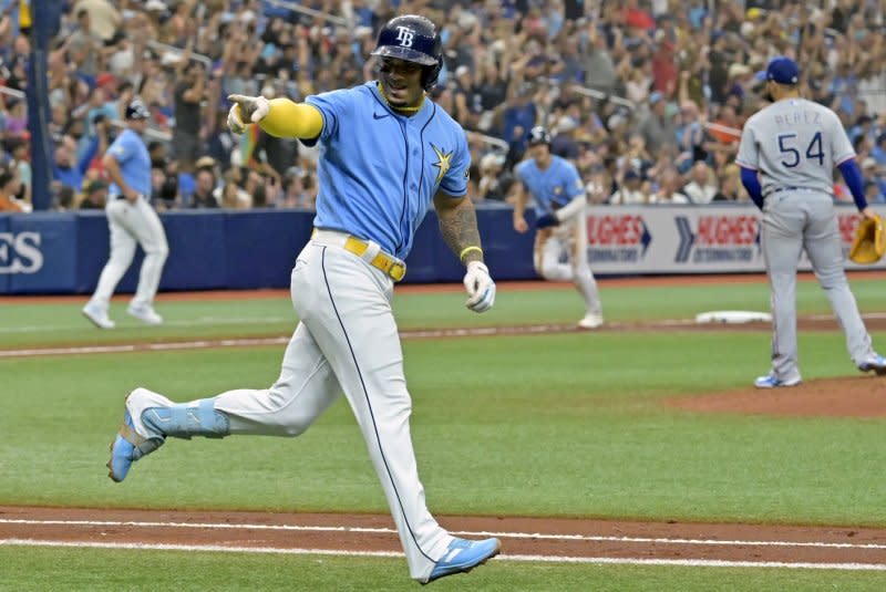 Tampa Bay Rays shortstop Wander Franco will not play during the team's current road trip. File Photo by Steve Nesius/UPI