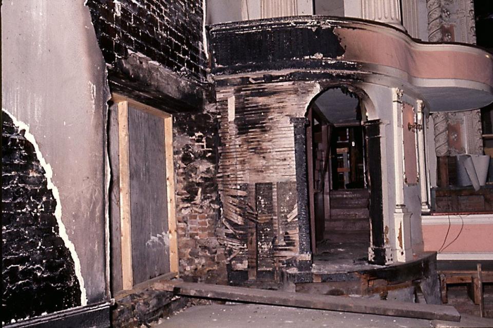 Damage from a 1973 fire at Thalian Hall.