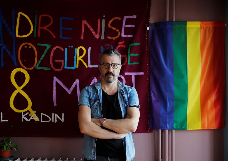 LGBT rights activist Cuneyt Yilmaz poses during an interview with Reuters in Istanbul