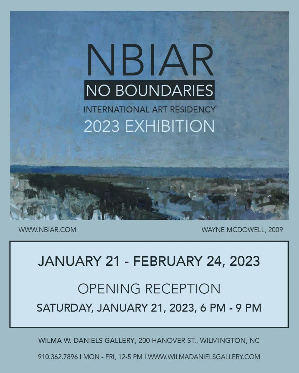 Poster for the 2023 No Boundaries International Art Residency exhibit.