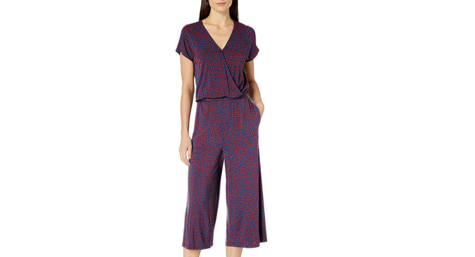 Amazon Essentials Women's Short-Sleeve Surplice Cropped Wide-Leg Jumpsuit (Photo: Amazon)