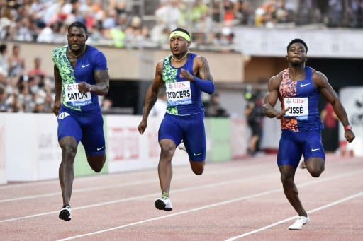 Gatlin (L) claimed his second win in under a week