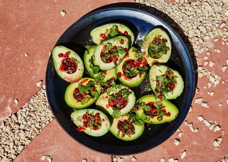 Avocado Cups with Pomegranate Salsa Verde