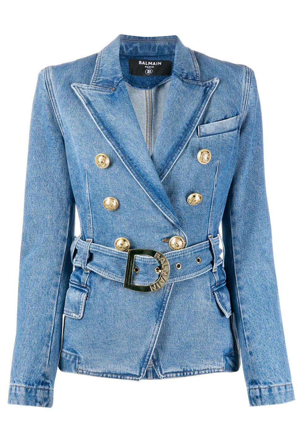 Belted Denim Blazer