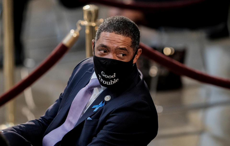 Rep. Cedric Richmond (D-LA) attends the ceremony for Rep. John Lewis (D-GA) at the U.S. Capitol Rotunda in Washington, D.C., U.S. July 27, 2020. Michael A. McCoy/Pool via REUTERS